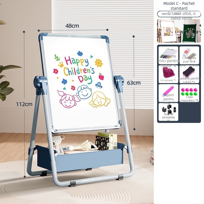 Rainbow tablă de desen pentru copii, cu suport magnetic, față dublă și suprafață ștergătoare