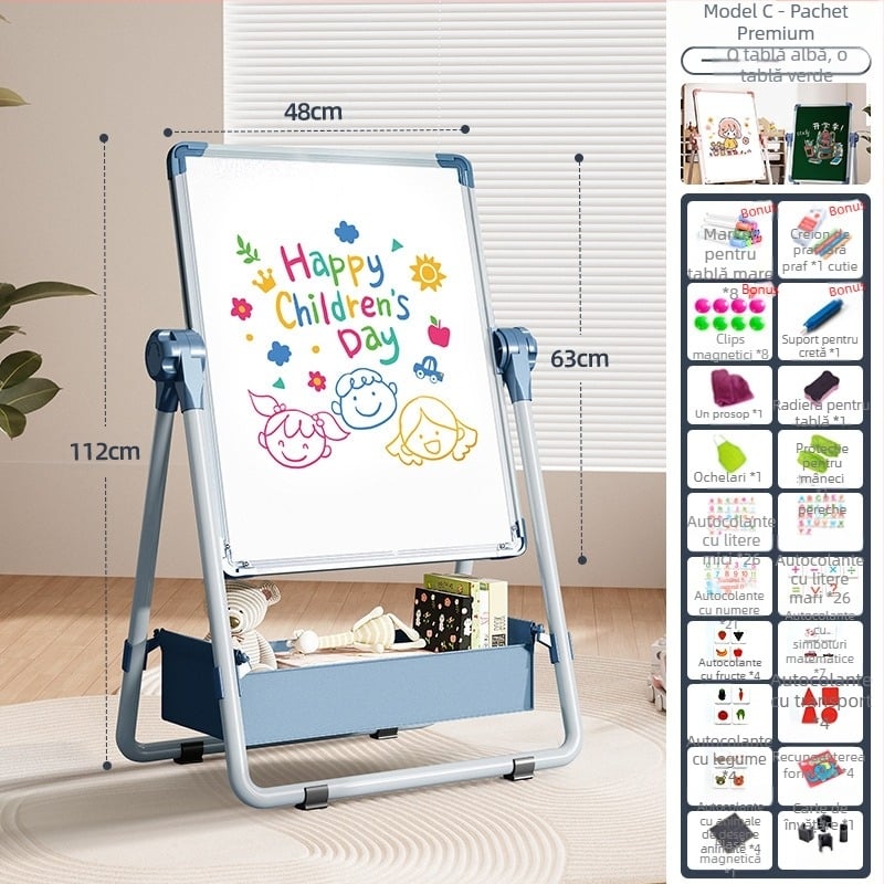 Rainbow tablă de desen pentru copii, cu suport magnetic, față dublă și suprafață ștergătoare