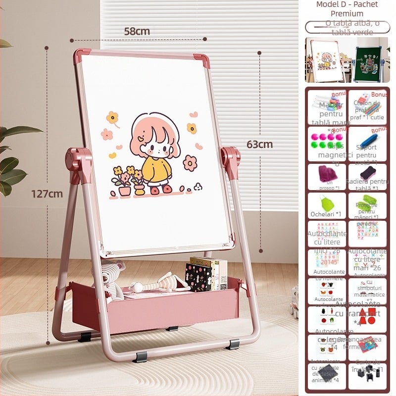 Rainbow tablă de desen pentru copii, cu suport magnetic, față dublă și suprafață ștergătoare
