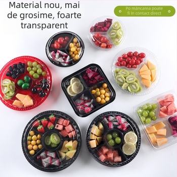 Cutie de ambalare pentru fructe din PET transparent, cu capac și compartimentare