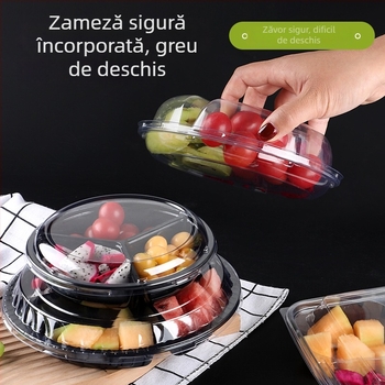 Cutie de ambalare pentru fructe din PET transparent, cu capac și compartimentare