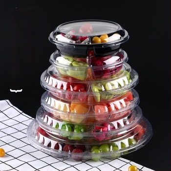 Cutie de ambalare pentru fructe din PET transparent, cu capac și compartimentare