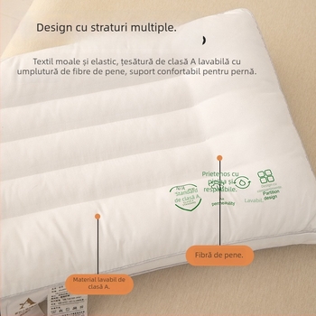 Pernă dreptunghiulară pentru copii, susținere a gâtului, umplutură Feather Velvet 100%, țesătură Class A din bumbac-poliester lavabil
