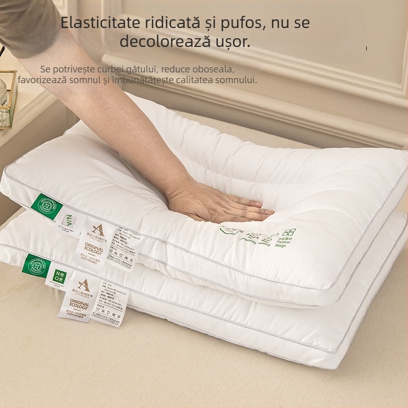 Pernă dreptunghiulară pentru copii, susținere a gâtului, umplutură Feather Velvet 100%, țesătură Class A din bumbac-poliester lavabil