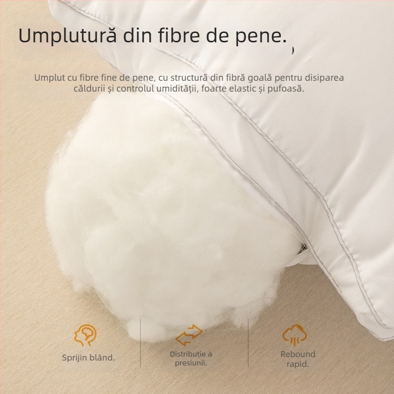 Pernă dreptunghiulară pentru copii, susținere a gâtului, umplutură Feather Velvet 100%, țesătură Class A din bumbac-poliester lavabil