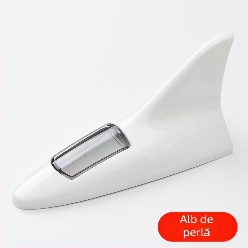 Lumină LED solară cu aripă de rechin pentru mașină, anti-coliziune, 8 LED, decor pentru antena automobilului