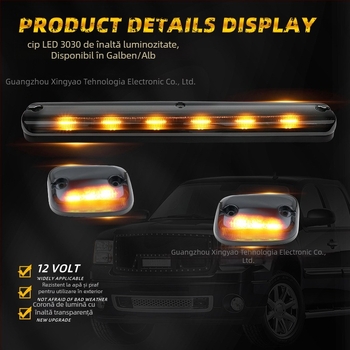 Lumini LED de avertizare pentru plafonul pickup-ului, set 3 buc., 12V, 2500LM, ABS+LED, 20W
