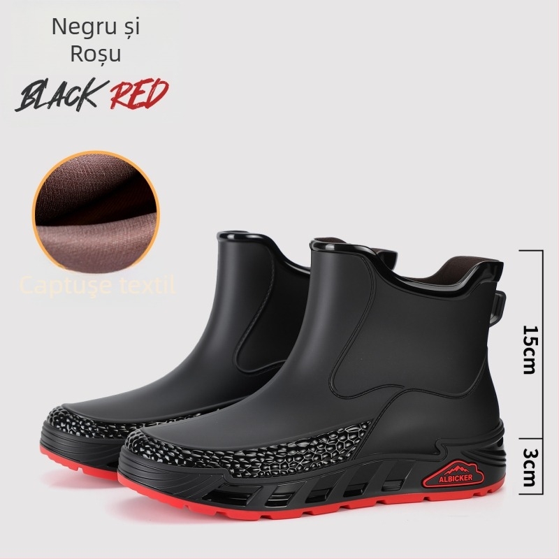 Ghete de ploaie unisex din PVC, impermeabile și antiderapante, gleznă joasă, slip-on