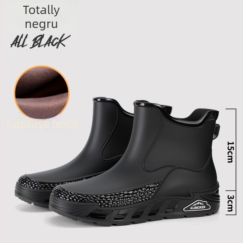 Ghete de ploaie unisex din PVC, impermeabile și antiderapante, gleznă joasă, slip-on