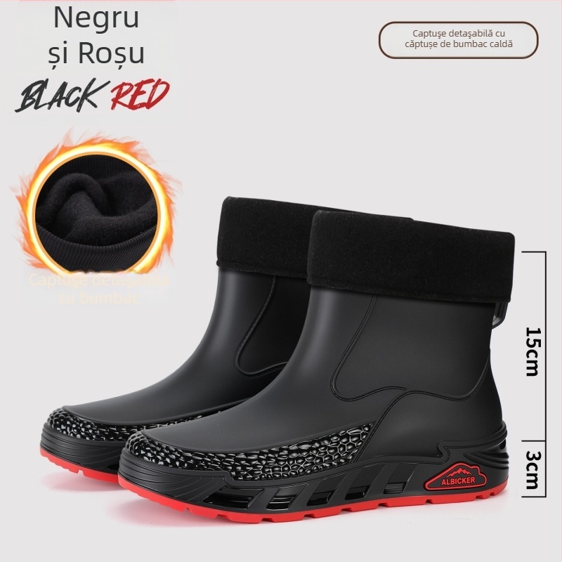 Ghete de ploaie unisex din PVC, impermeabile și antiderapante, gleznă joasă, slip-on
