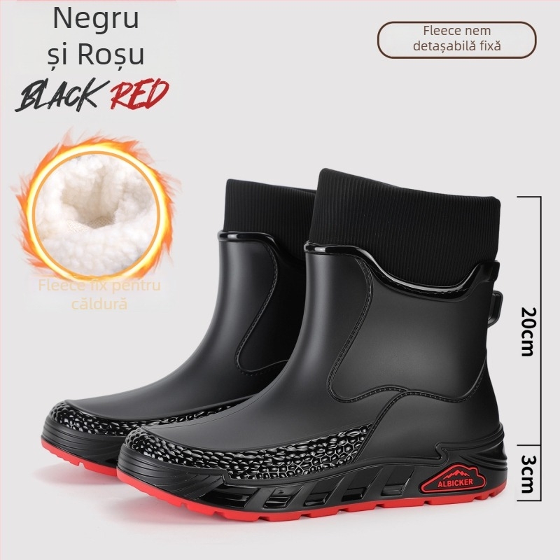 Ghete de ploaie unisex din PVC, impermeabile și antiderapante, gleznă joasă, slip-on