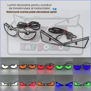 Lumină LED pentru șurubul plăcii motocicletei — ochi diavol triunghiulari, accesoriu decorativ universal, 12 V, 0,15 A, plastic, nr. accesoriu 143