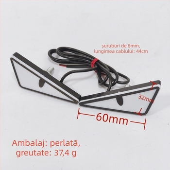 Lumină LED pentru șurubul plăcii motocicletei — ochi diavol triunghiulari, accesoriu decorativ universal, 12 V, 0,15 A, plastic, nr. accesoriu 143