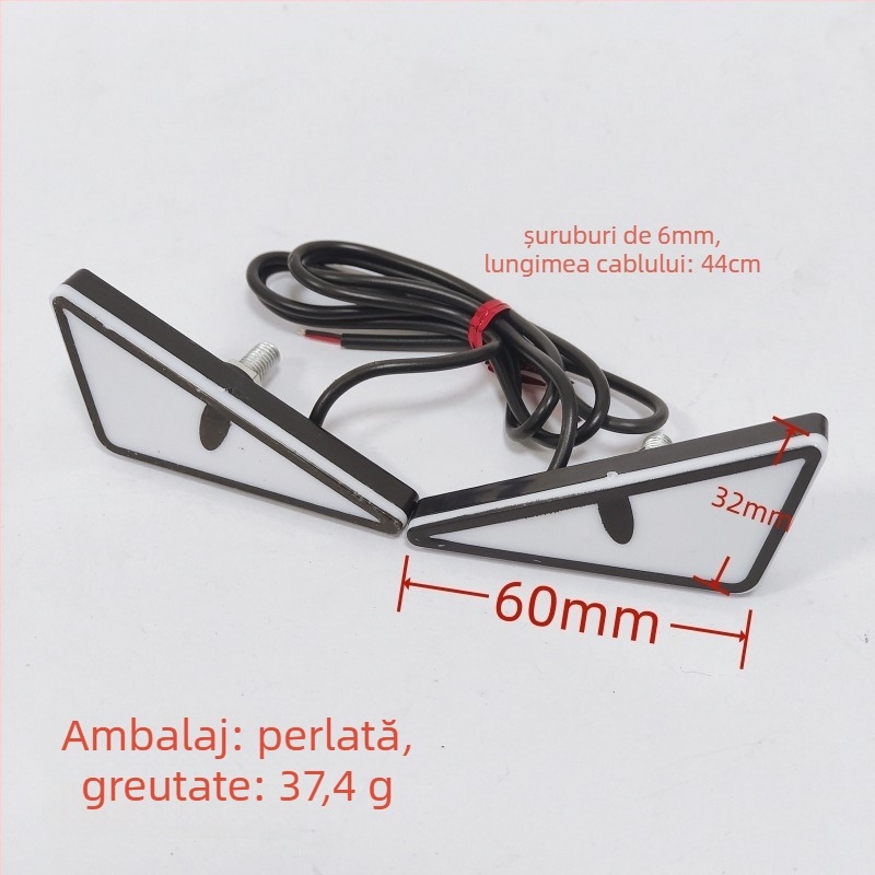 Lumină LED pentru șurubul plăcii motocicletei — ochi diavol triunghiulari, accesoriu decorativ universal, 12 V, 0,15 A, plastic, nr. accesoriu 143