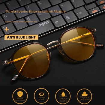 Ochelari anti-lumină albastră cu ramă metalică reglabilă, lentile 1,8 mm, transmisie luminoasă 77%, Model 2347