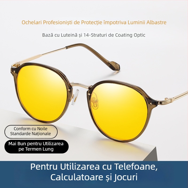 Ochelari anti-lumină albastră cu ramă metalică reglabilă, lentile 1,8 mm, transmisie luminoasă 77%, Model 2347
