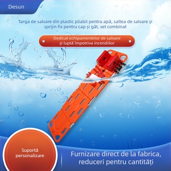 Set targă de salvare în apă cu placă spinală, targă pliabilă din plastic, fixator PE pentru cap și atelă cervicală — Brand Three Tails, Model SWY-SYJYDJ-01
