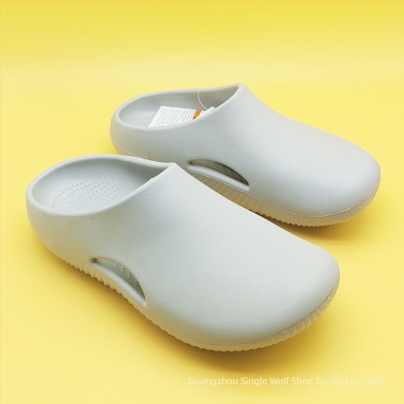 Sandale unisex cu acoperire totală a degetelor, curea cu un singur breloc, partea superioară EVA și talpa EVA, vârf rotund, toc plat de 2 cm, respirante și ușoare