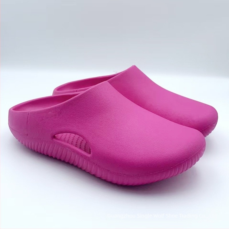 Sandale unisex cu acoperire totală a degetelor, curea cu un singur breloc, partea superioară EVA și talpa EVA, vârf rotund, toc plat de 2 cm, respirante și ușoare