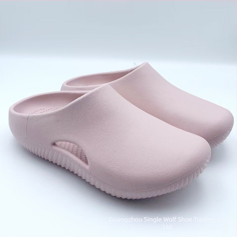 Sandale unisex cu acoperire totală a degetelor, curea cu un singur breloc, partea superioară EVA și talpa EVA, vârf rotund, toc plat de 2 cm, respirante și ușoare