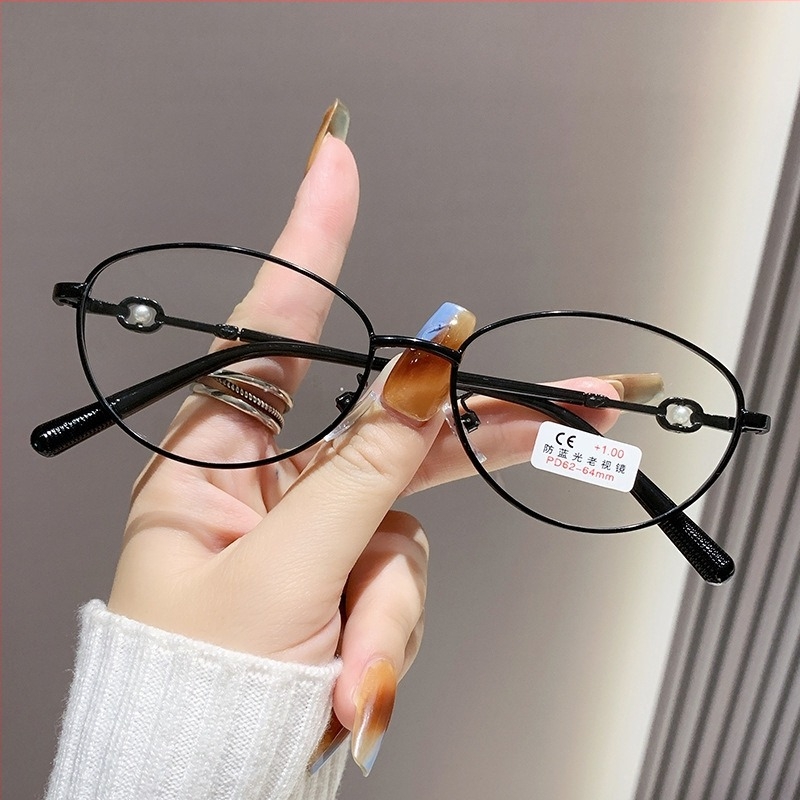 Dianxi ochelari de citit cu ramă metalică completă, lentile acril UV rezistente, ramă ovală