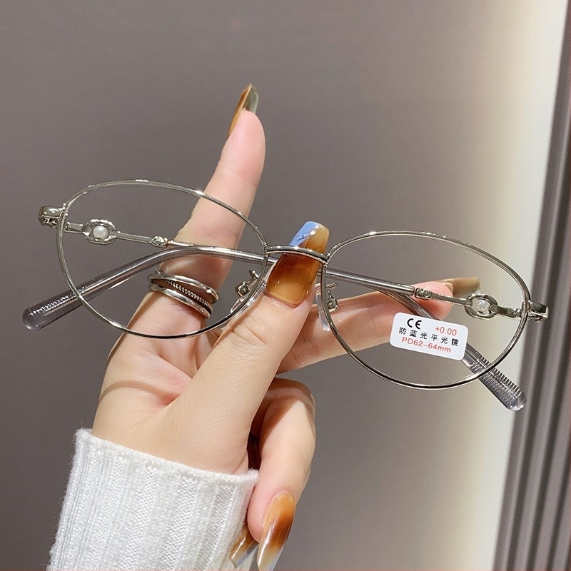 Dianxi ochelari de citit cu ramă metalică completă, lentile acril UV rezistente, ramă ovală