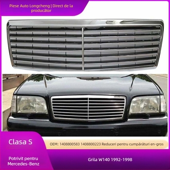 Grilă centrală a barei frontale pentru Mercedes-Benz W140, motif tigru, ABS plastic, 1992-1998, Piesă 1408800583, Brand LC