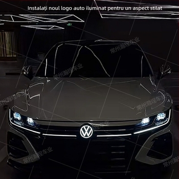 Emblemă VW luminoasă pentru Sagitar, Passat, Magotan, Golf și Tiguan L – ABS plastic; montaj fără deteriorări în zona radiatorului; compatibil cu modelele 2012–2025