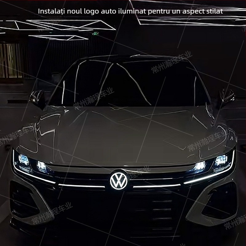 Emblemă VW luminoasă pentru Sagitar, Passat, Magotan, Golf și Tiguan L – ABS plastic; montaj fără deteriorări în zona radiatorului; compatibil cu modelele 2012–2025