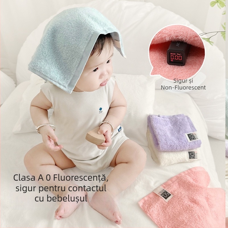 Prosop pătrat pentru bebeluși din bumbac 100%, 40 g, absorbție 0–5 s, Drizzle