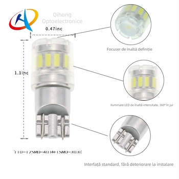 Lampa LED T10 pentru mașină – 194 W5W, SMD 4014+3030, 10-30V DC, 1.5-1.8W, 200 lm, 6000-6500K, IP55, Sanan