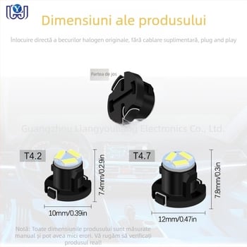 Lampa LED pentru bord auto, model T4.2/T4.7, 3014 3SMD, 12V, 6500K, 0.2W, durată de 50.000 h