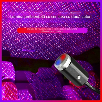 Lampă de interior auto cu iluminare laser – model Car Starlight, aliaj de aluminiu, 5 V, 0,15 W, durată de viață 10000 h