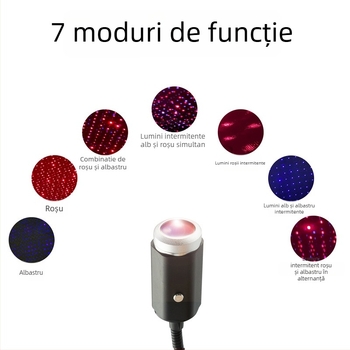 Lampă de interior auto cu iluminare laser – model Car Starlight, aliaj de aluminiu, 5 V, 0,15 W, durată de viață 10000 h