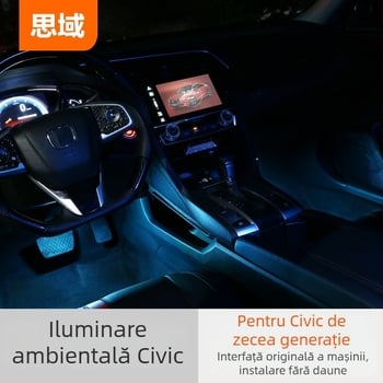 Lumină de podea pentru interiorul Civic X generație, model: Civic Interior Atmosphere Lights, compatibil cu Civic 2016–2019.