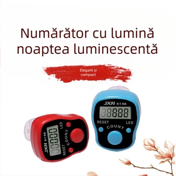 Inel LED cu lumină de noapte și numărător electronic, Model 1040, 99999 numărător, 1,5V, potrivit pentru rugăciuni budiste, numărarea persoanelor, depozit și doc