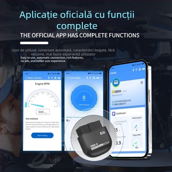 Instrument de diagnoză a defecțiunilor auto, modelul B-26, compatibil cu mașini pe benzină de 12V, tensiune 5–28V, temperatură de funcționare -10°C până la 60°C