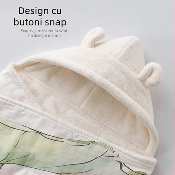 Prosop de baie cu glugă pentru bebeluți – bumbac, velur absorbent, model cartoon, greutate 500 g sau mai mult, brand Yipin