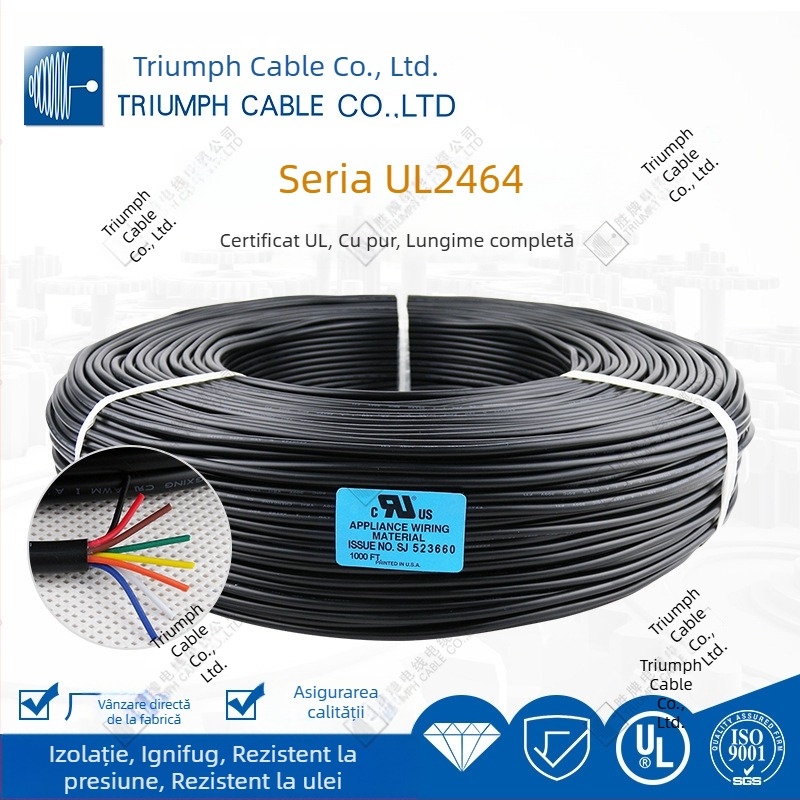 Cablu de alimentare UL2464 cu conductori multipli din cupru placat cu staniu, izolație PVC, conector DC, 2-30 conductori