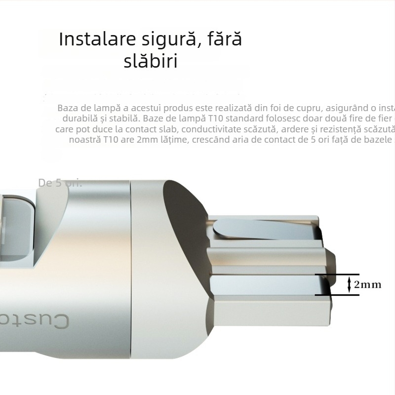 Lampă de citit LED pentru interiorul mașinii, model T10-10W-3030, 3W, 10-28V, 400 lm, 6000-6500K