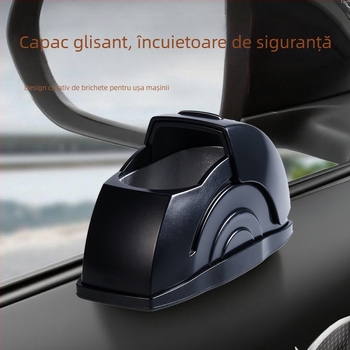 Scrumieră auto cu corp din plastic, interior metalic și capac deschis, design biomimic (Material: Plastic; Model: Scrumieră pentru consola centrală; Greutate: 100 g; Personalizare: Da; Proces de producție: Biomimicry)
