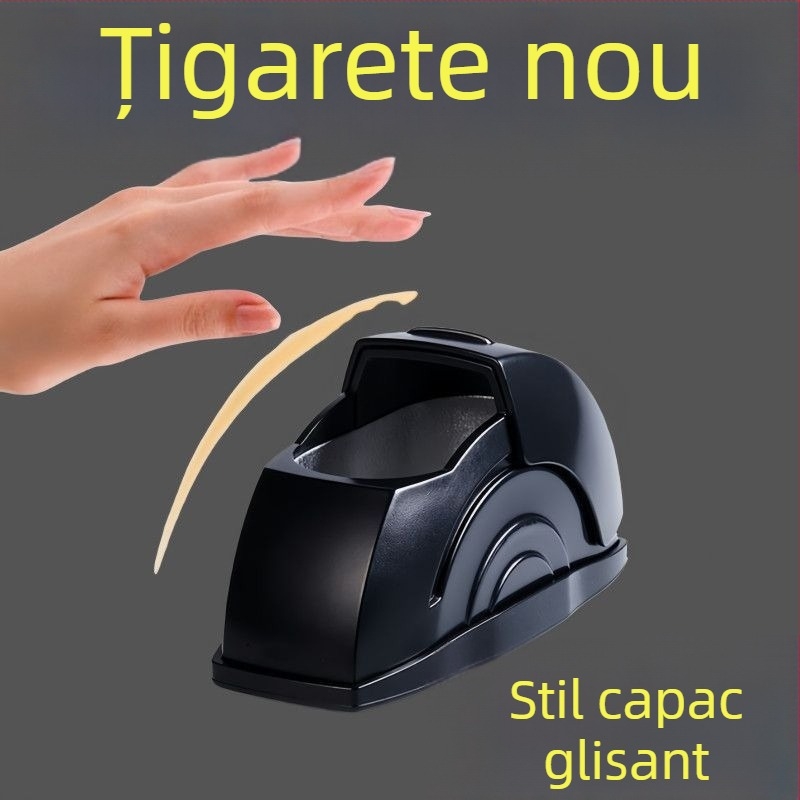 Scrumieră auto cu corp din plastic, interior metalic și capac deschis, design biomimic (Material: Plastic; Model: Scrumieră pentru consola centrală; Greutate: 100 g; Personalizare: Da; Proces de producție: Biomimicry)