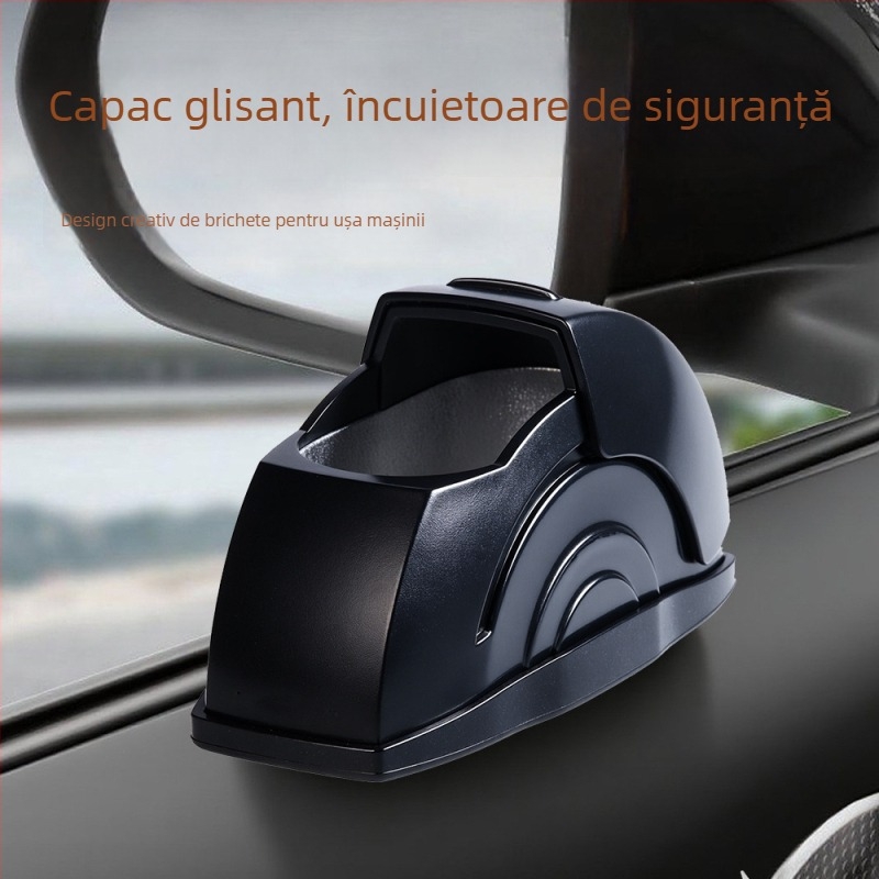 Scrumieră auto cu corp din plastic, interior metalic și capac deschis, design biomimic (Material: Plastic; Model: Scrumieră pentru consola centrală; Greutate: 100 g; Personalizare: Da; Proces de producție: Biomimicry)