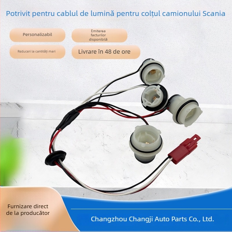 CJ marcă cablu pentru cablajul farului de colț al camionului Scania, conductori din cupru 2-fire, electronică de iluminat