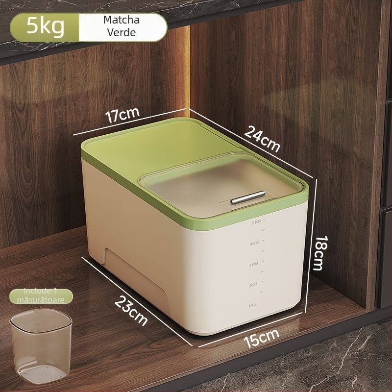 Recipient depozitare orez — rezistent la umezeală, insecte, din polipropilenă (PP), capacitate 10 L, design simplu și modern