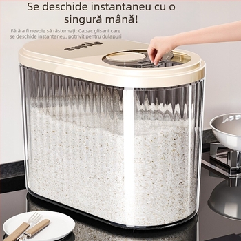 Recipient pentru orez cu capac glisant, 30 L, plastic PP alimentar, etanș, protecție împotriva umezelii și insectelor