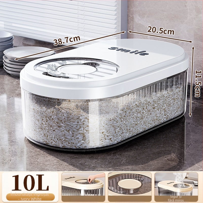 Recipient pentru orez cu capac glisant, 30 L, plastic PP alimentar, etanș, protecție împotriva umezelii și insectelor