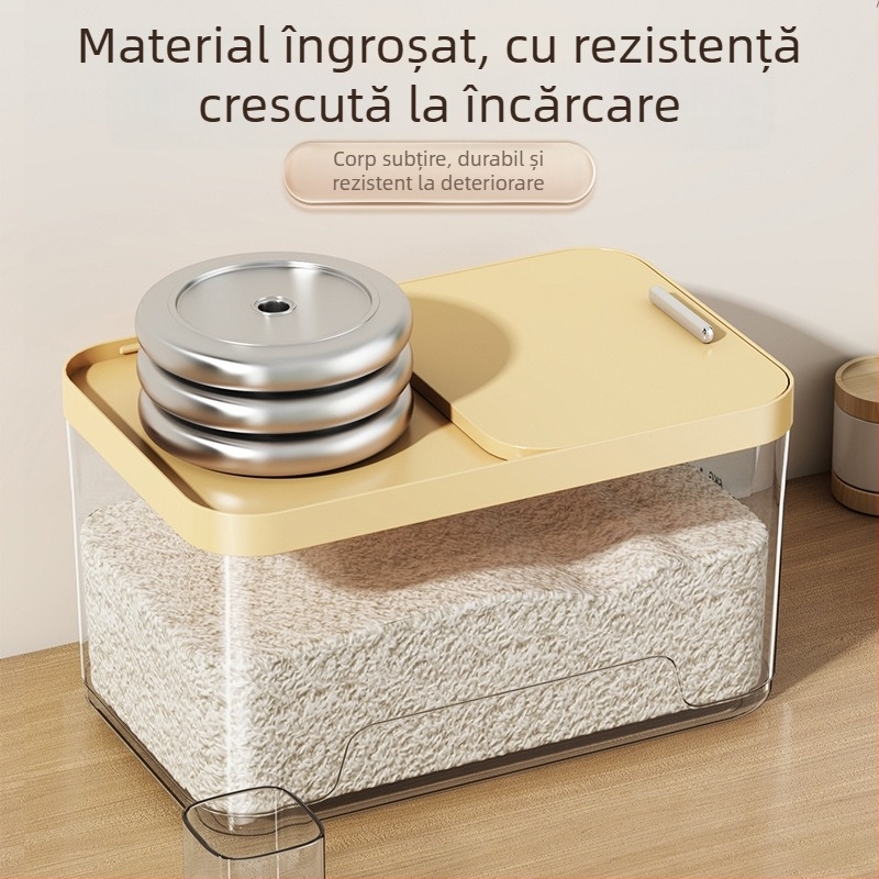 Cutie de depozitare orez Yunxuan, alimentară, etanșă, anti-insecte și umezeală, recipient pentru cereale/făină, PP plastic, 10L+ capacitate
