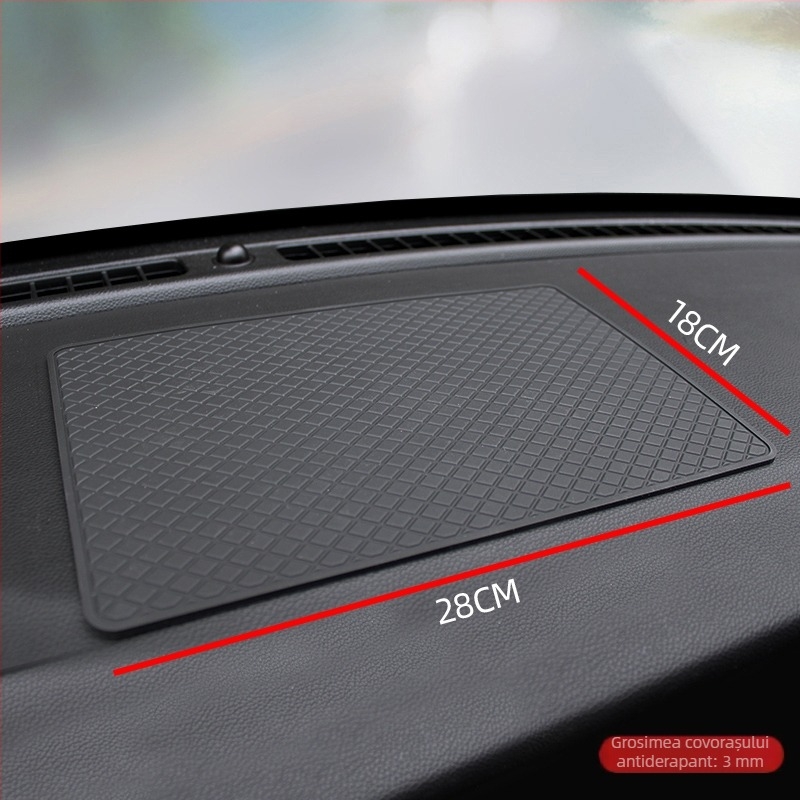Covoraș anti-alunecare pentru bordul mașinii, cu spațiu de depozitare pentru consola centrală, PVC, rezistent la temperaturi înalte