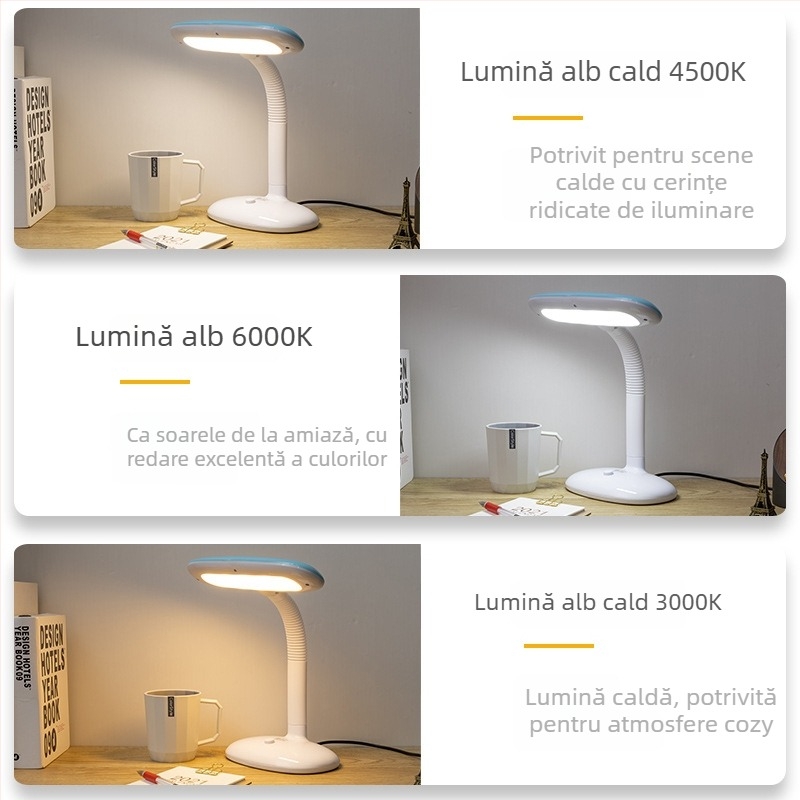 Lampa de birou 202 – alimentare la priză, întrerupător tactil, CRI ≥ 90, iluminanță nivel AA național